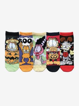 Garfield Halloween No-Show Socks 5 Pair, , hi-res